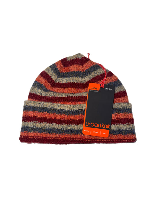 Men's Orange Multi Stripe Hat - Made in UK