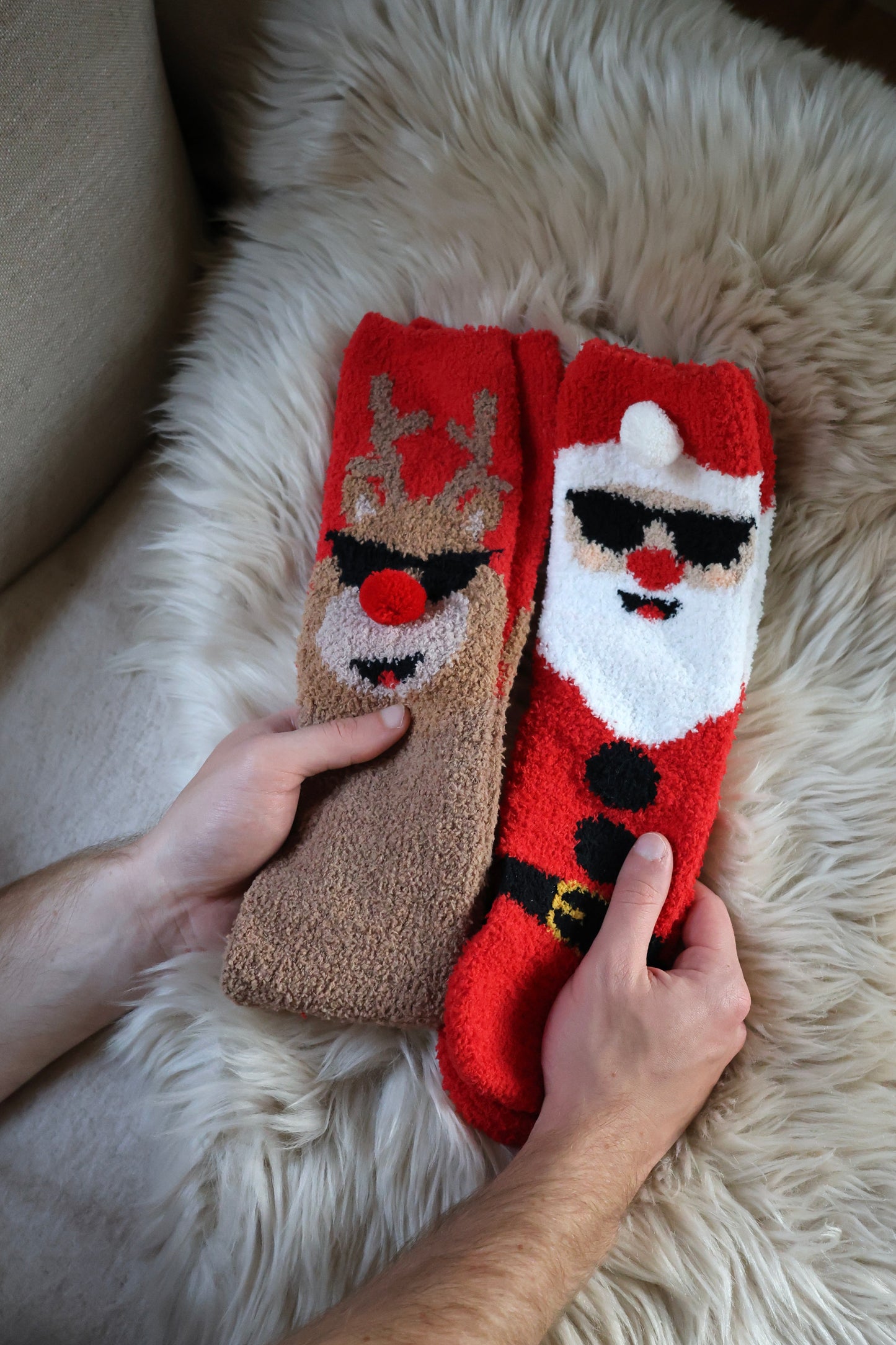 Men's 2pp Cosy Sock In A Box - Santa & Reindeer