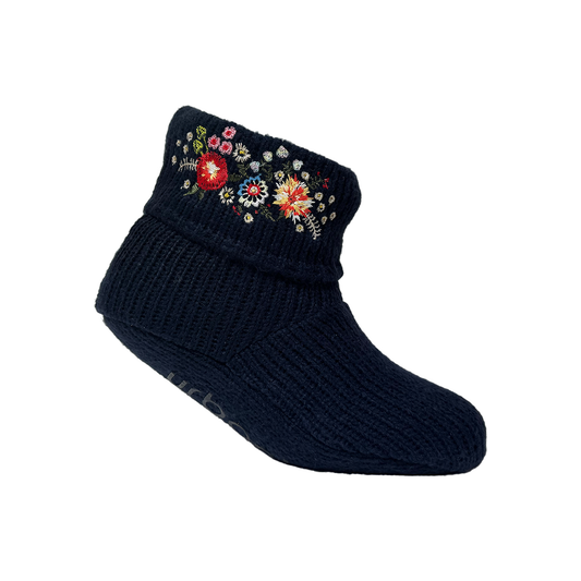 Ladies Midnight Floral Embroidery Bootie