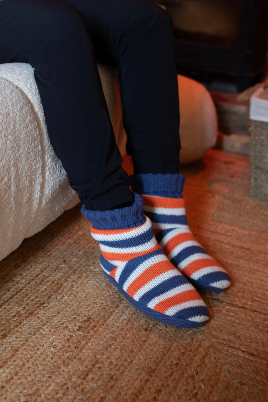 Men's Orange Rugby Stripe Bootie