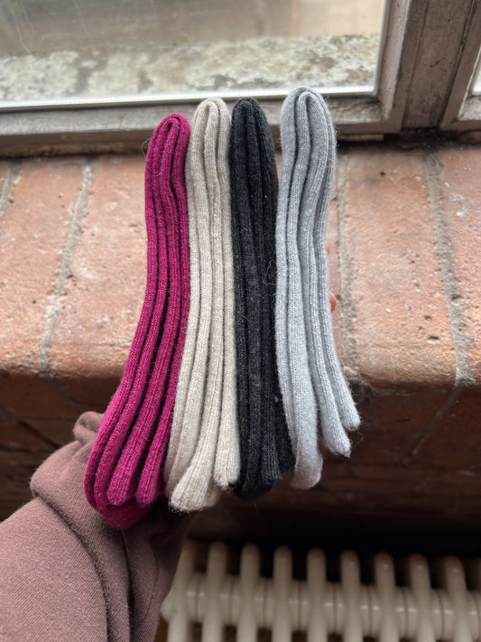 Ladies Pink Cashmere Rib Sock