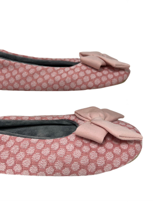 Ladies Pink Spot Ballerina Slippers