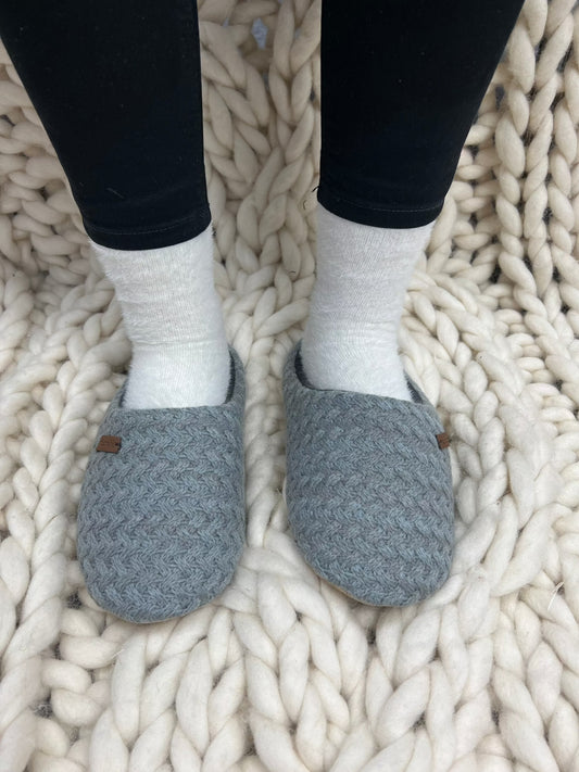 Ladies Basket weave Grey Slippers